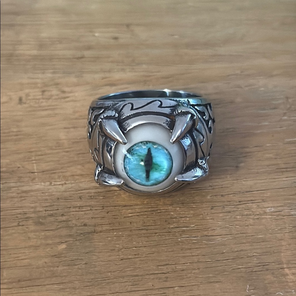 Silver and Blue Men’s Eyeball Ring